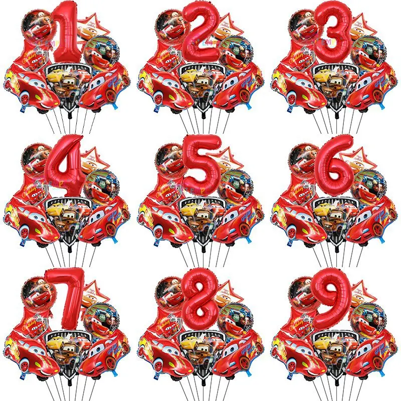 8 Упаковок Фольгированных Воздушных Шаров Lightning Mcqueen От 1 До 9 Лет