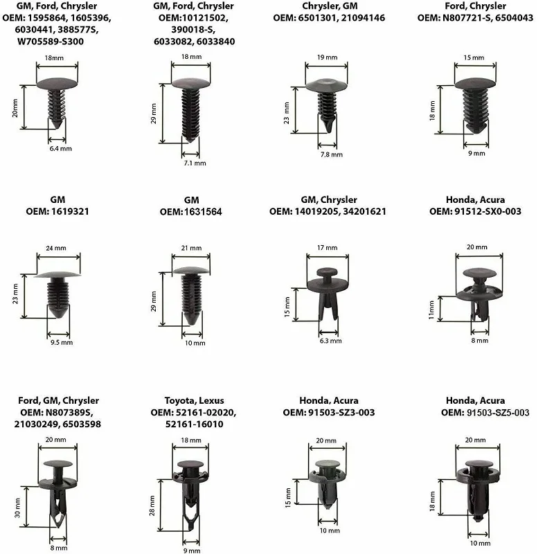 120/240 шт. пластиковые заклепки для бампера автомобиля