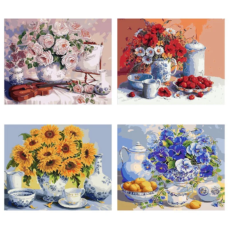 

4 Pcs DIY Full Round Drill Diamond Painting Cross Stitch Craft Kits Art Home Wall Painting Decoration Children Gifts