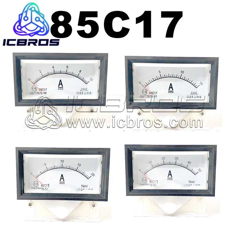Инструмент 85C17 Указатель DC Амперметр 1A 2A 3A 5A 10A 15A 20A 50A