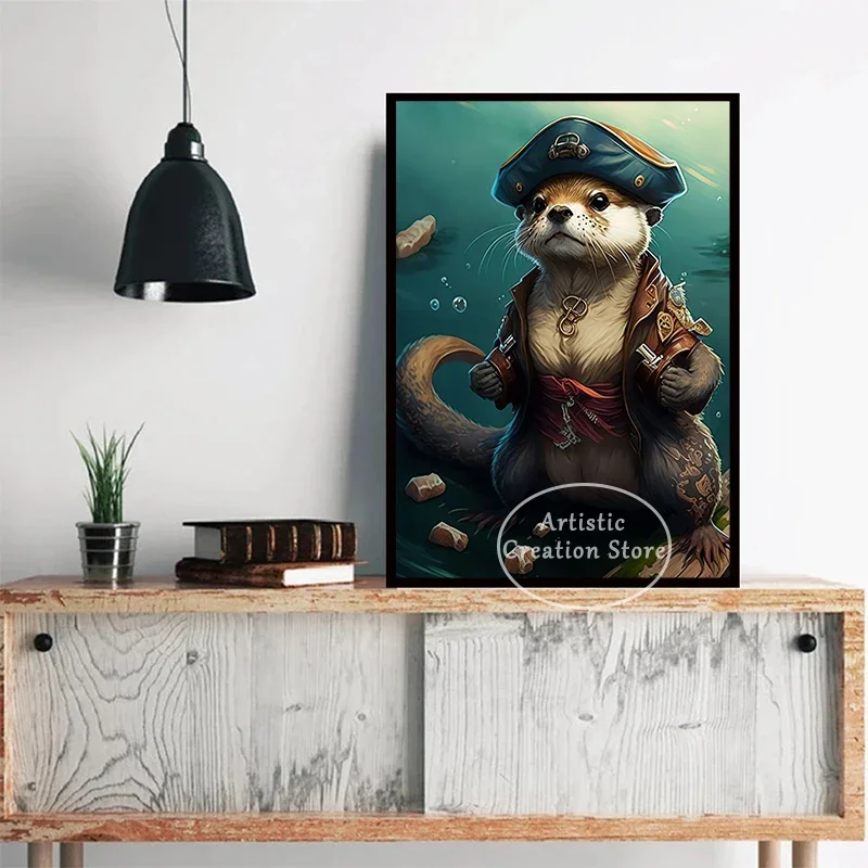 Костюм с выдрой забавная картина выдрами раньями пиратами настенные картины
