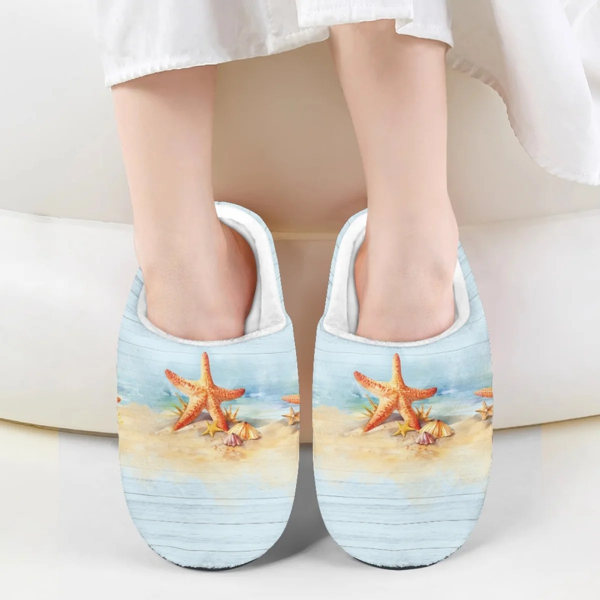 

Модные пляжные тапочки с морскими звездами, зимние детские домашние фланелевые мягкие хлопковые тапочки, уличные дорожные дышащие плюшевые тапочки для девочек и мальчиков