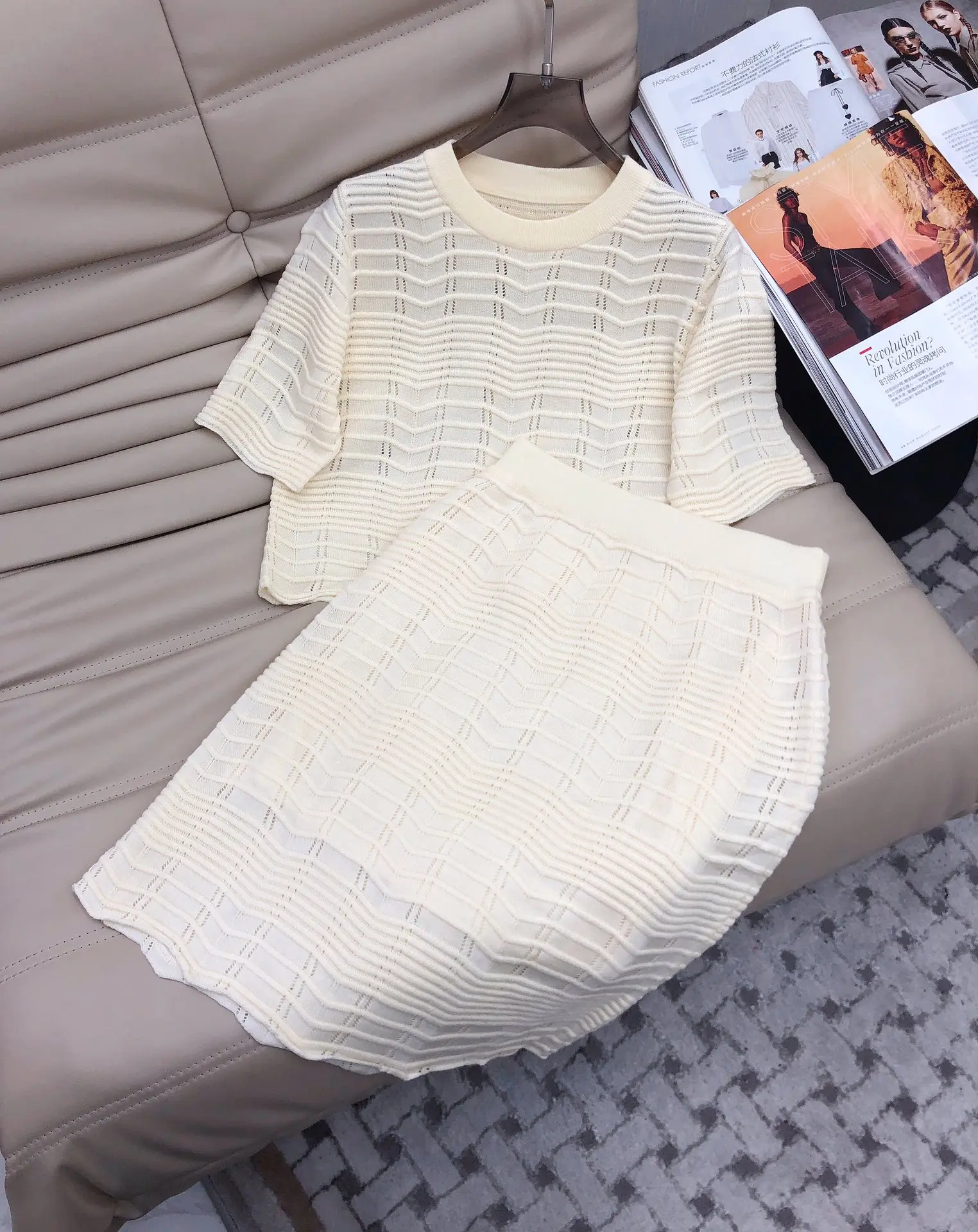 

Женская ажурная юбка-свитер, облегающая юбка с круглым вырезом, весна-лето 2023