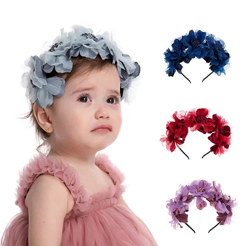 

Baby Headband Baby Girls Crown Flower Wreath Hairband Princess Hair Hoop Flower Headband Children Gift Taking Pictures Fashion