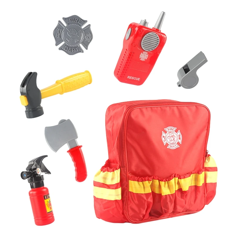 

Children's Fireman Role Play Toolbox Set Occupation Simulation Repair Tool Kit Kids Gift Engineering Pretend Play Toy