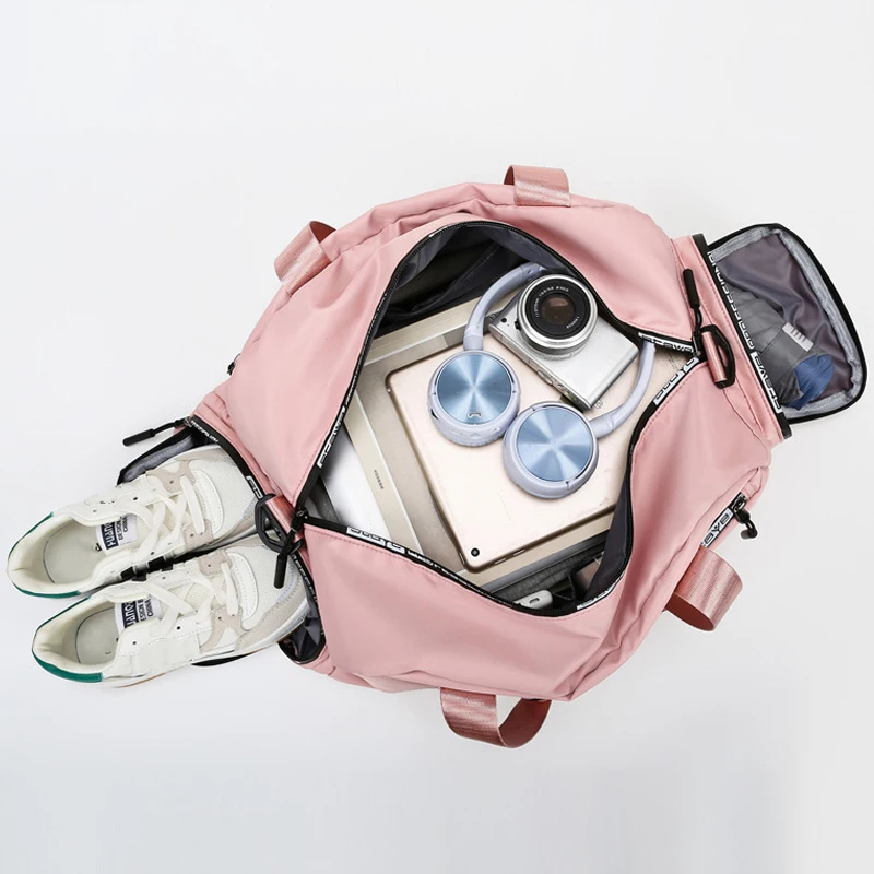 Waterproof Sport Fitness Bag Big Travel Duffle Weekend Portable Handbag for Women Overnight Oxford Independent Shoes Position X4