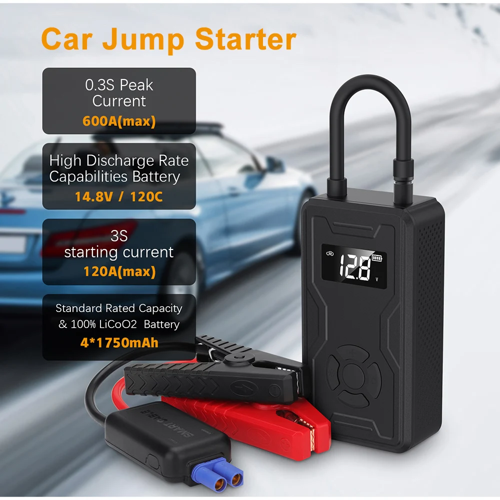 

Car Jump Starter Tyre Inflator 2 in 1 Power Bank Emergency Battery Starters Portable Mini Air Pump For Petrol Diesel Car Camping