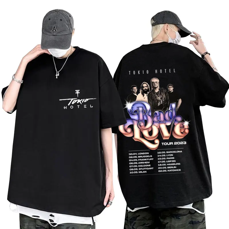 

Rock Band Tokio Hotel Bad Love Tour 2023 Back Print T-shirt Men Women Fashion Vintage Gothic Tshirt Male Punk Oversized T Shirt