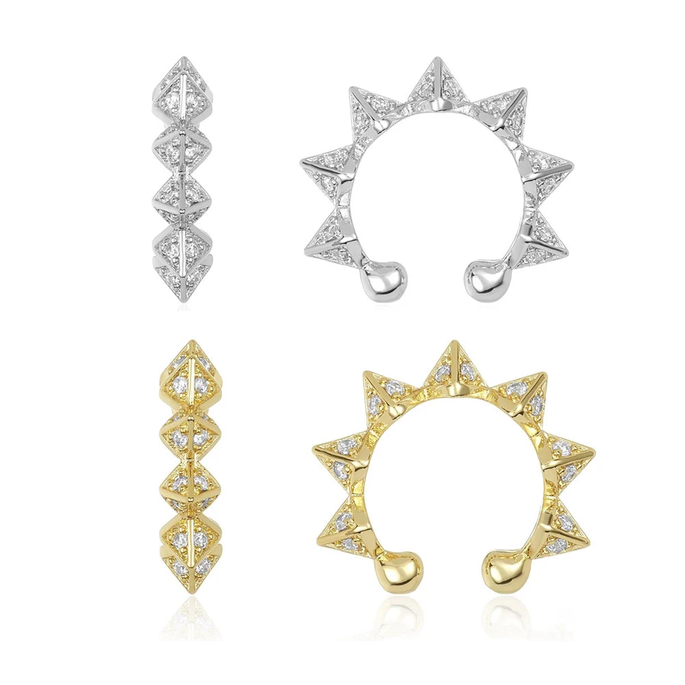 

Роскошные Металлические серьги-клипсы с шипами и фианитами в богемном стиле женские серьги одинаковые в подарок