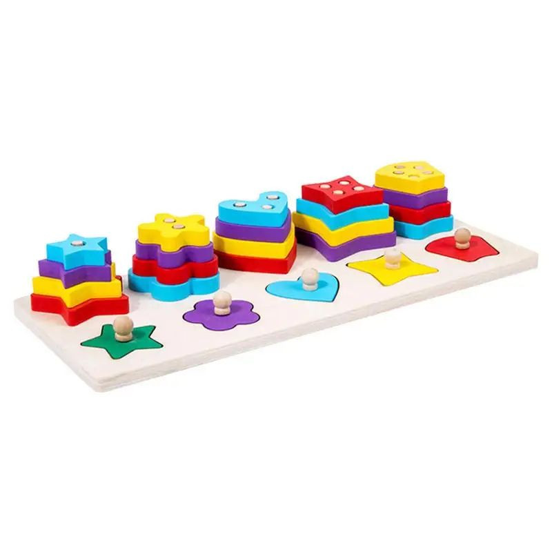 

Shape Sorter Shape Stacking Game Color Recognition Preschool Educational Toys Montessori Game For Boys Girls Early Learning