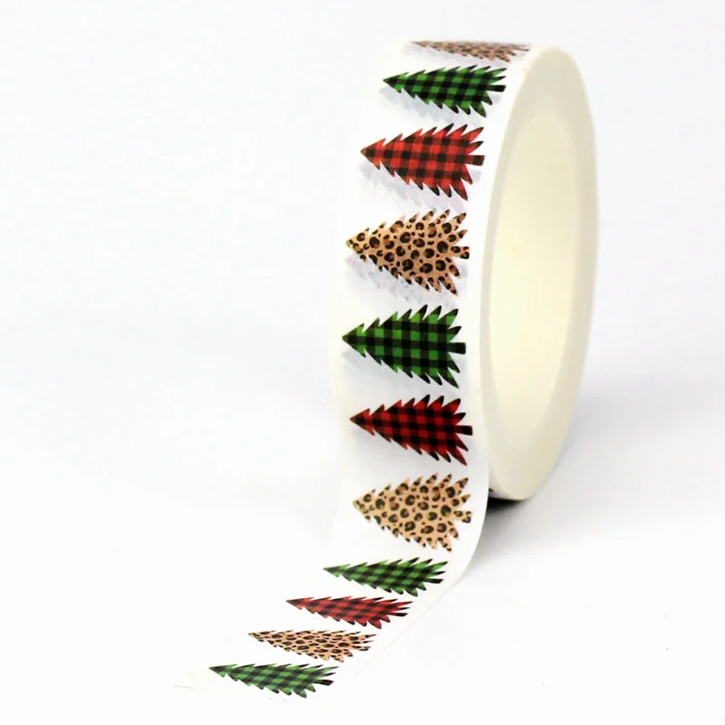 

2022 1PC 10M Decorative Plaid Trees Christmas Washi Tape for Journal Material and Gift Wrapping Masking Tape Cute Stationery