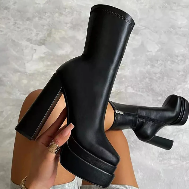 

Женские ботильоны на очень высоком каблуке, Повседневная модная женская обувь на платформе, привлекательные вечерние ботинки из искусстве...