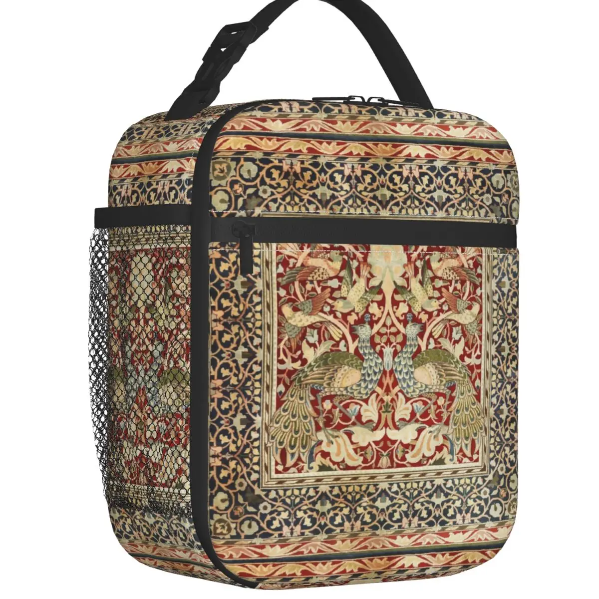 William Morris Vintage Thermal Insulated Lunch Bags Floral Textile Pattern Portable Lunch Container Camp Travel Storage Food Box