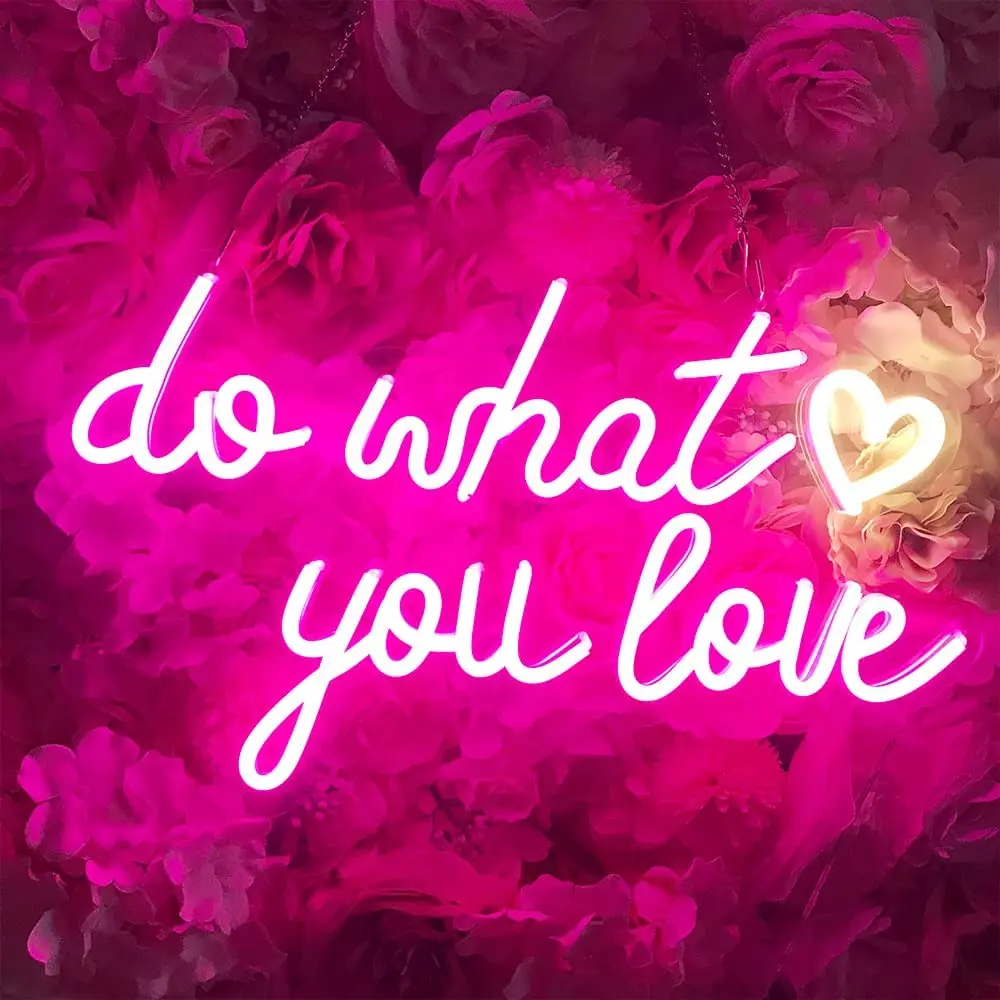 Do What You Love Neon Sign for Wall Decor, Party, Wedding, LED Neon Lights with Dimmer Switch for Office, Studio, Bar, Coffee