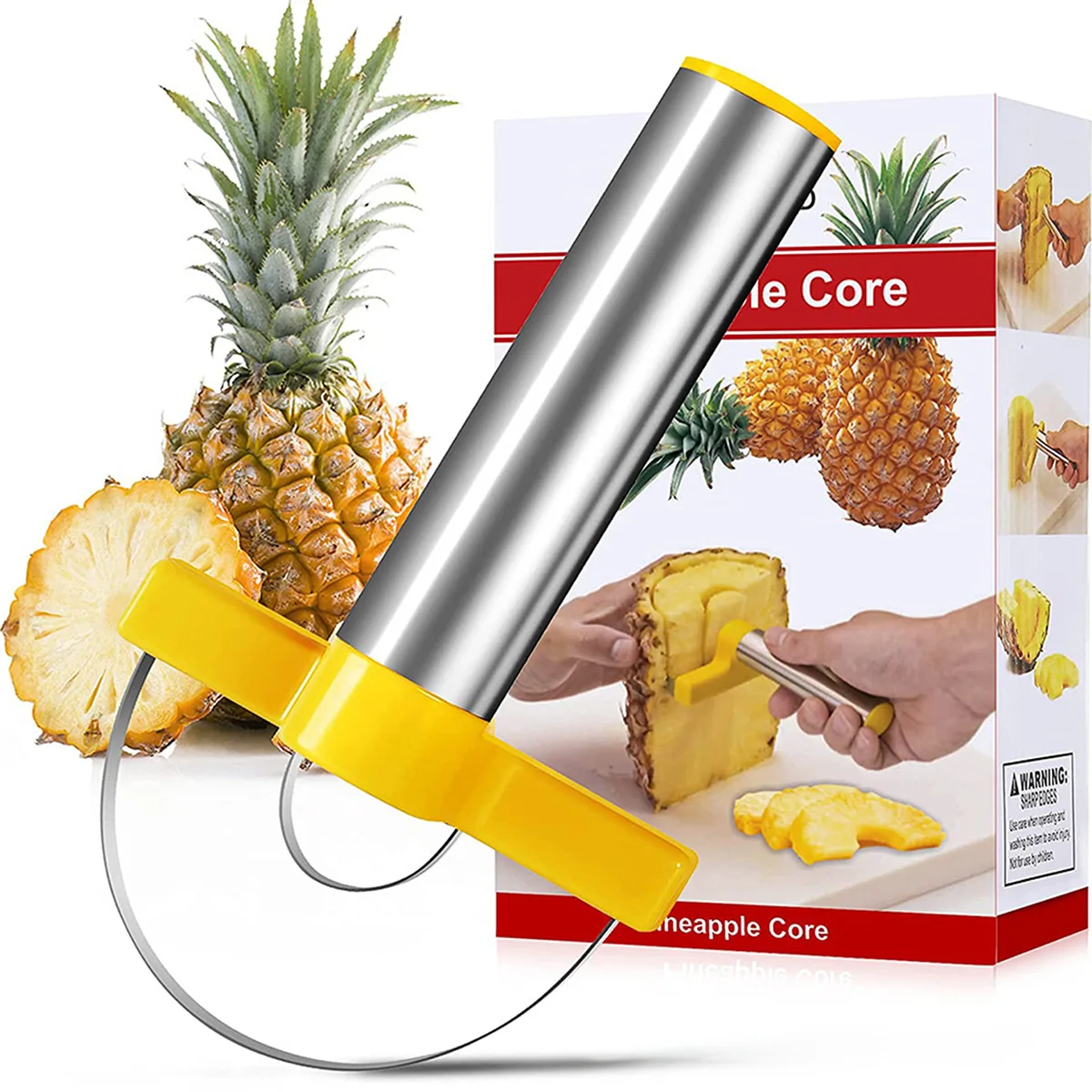 

Pineapple Slicer Stainless Steel Pineapple Cutter Pineapple Peeler with Sharp Blade Premium Pineapple Core Remover Tool Pineappl