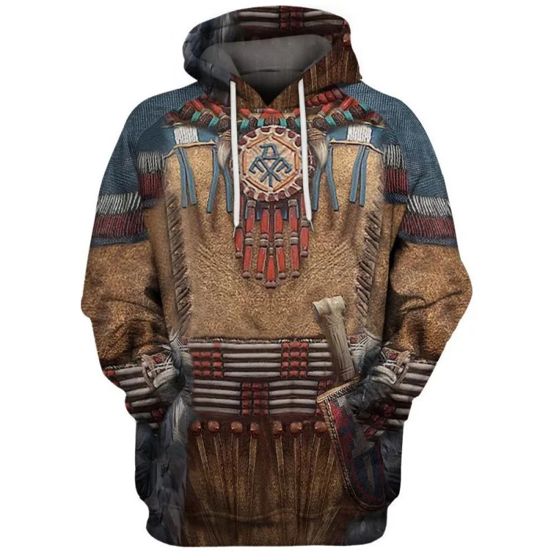 

Indian Nation Element Series 3D Sweater Printing Even Hoodie Men's Fashion Warm Fleece Pull Home Pullover Hoody