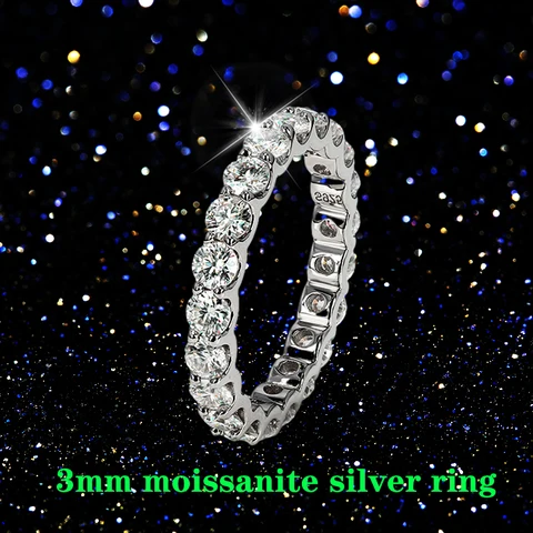 Eternity Band кольцо из серебра 925 с муассанитом Qian Xiang Hui