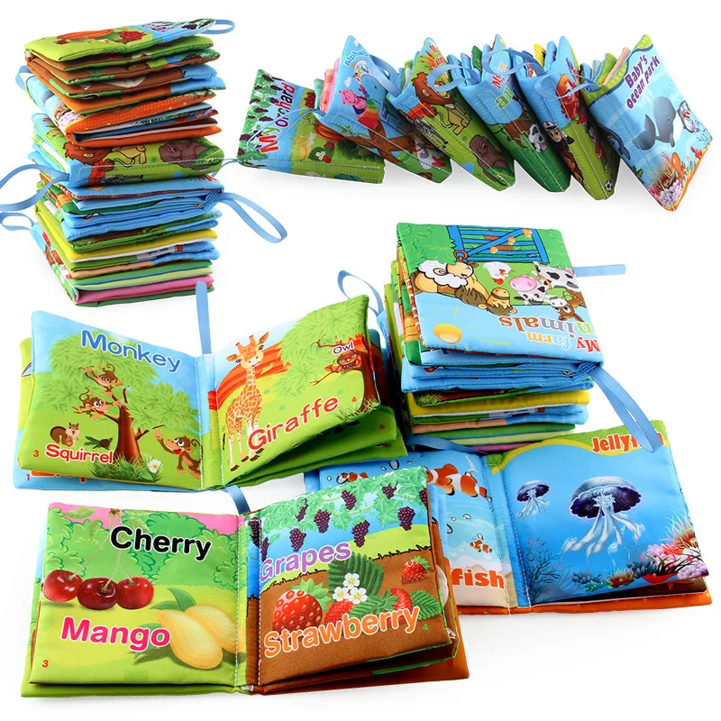 Baby Toys Soft Cloth Books Rustle Sound Infant Educational Stroller Rattle Toy Newborn Crib Bed Baby Developmental Toys 0-36M