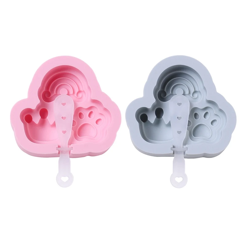 

Ice Pop Moulds Cat Paw Rainbow Crown Shaped Silicone Popsicles Moulds with Sticks DIY Ice Pop Moulds 2 Colors to Choose