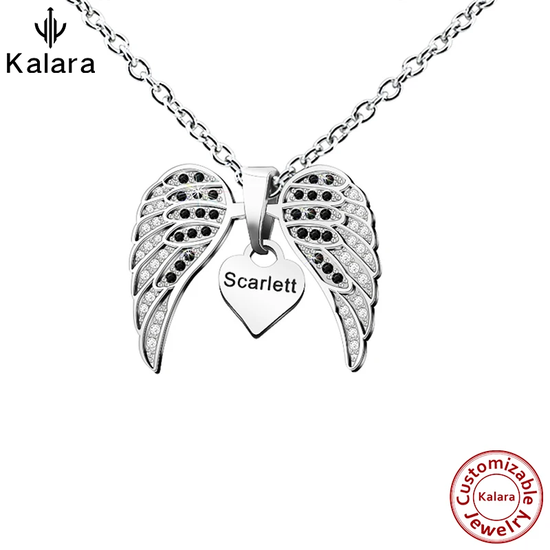 

Stainless Steel Paired Pendants Personalised Gift Necklaces for Couple Necklace Custom Angel Wings Multiple Row Chokers Initial