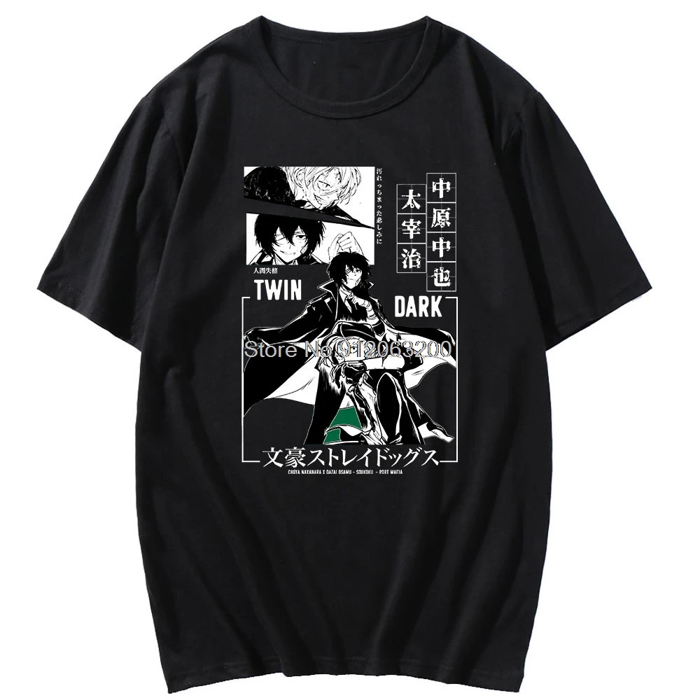 

Bungou Stray Dogs Chuuya Nakahara Japanese Anime T-shirt Men Summer 100% Cotton Short Sleeve Fashion Oversized Tops Tee