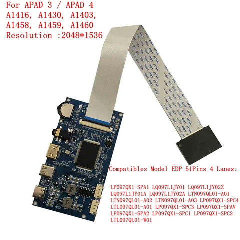 Плата драйвера контроллера HDMI Type-c для IPAD3 / 4 2K 2048X1536 LP097QX1 A1416 A1430 A1403 A1458 A1459 A1460, ЖК-экран