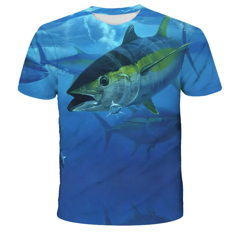 

Cool Summer Men Good Luck Fishing Clothing Short Sleeve 3D Deep Sea Fish Hd Graphic T Shirts Women Comfortable Tee Cool Tops