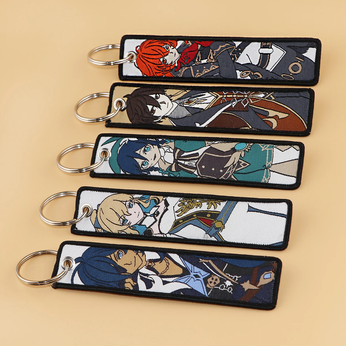 

Genshin Impact Embroidered Keys Tag Keychains for Women Keyring Anime Car Keys Fashion Jewelry Accessories Gifts for Fans