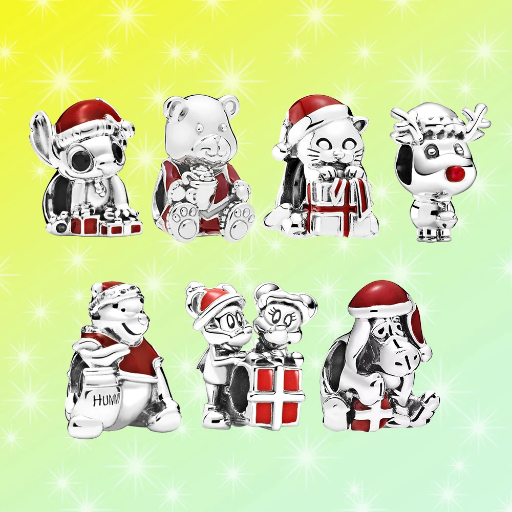

925 Silver Christmas Character Shape Pendant Fit For Pandora Cute Birthday Party Classic DIY Jewelry Girls Gift