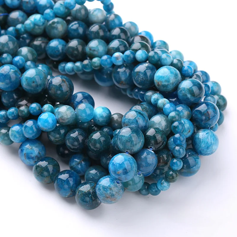

4 6 8 10mm Apatite Beads for Jewelry Making DIY Charm Bracelets Accessories with Scissors 0.6mm Crystal Elastic Thread Tools