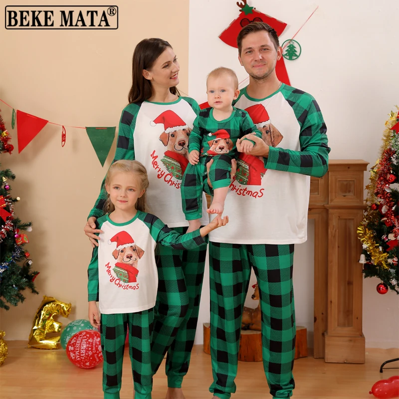 

Family Christmas Clothes 2022 Winter Merry Christmas Dog Print Father Mother Kids Matching Pajamas Sets Family Matching Outfits
