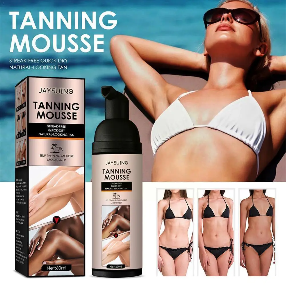 

60ml Self Tanning Mousse Spray Fast Body Face Self Nourishing Fake Foundation Tan Makeup Solarium Lotion Bronzer Cream Tann C2G2