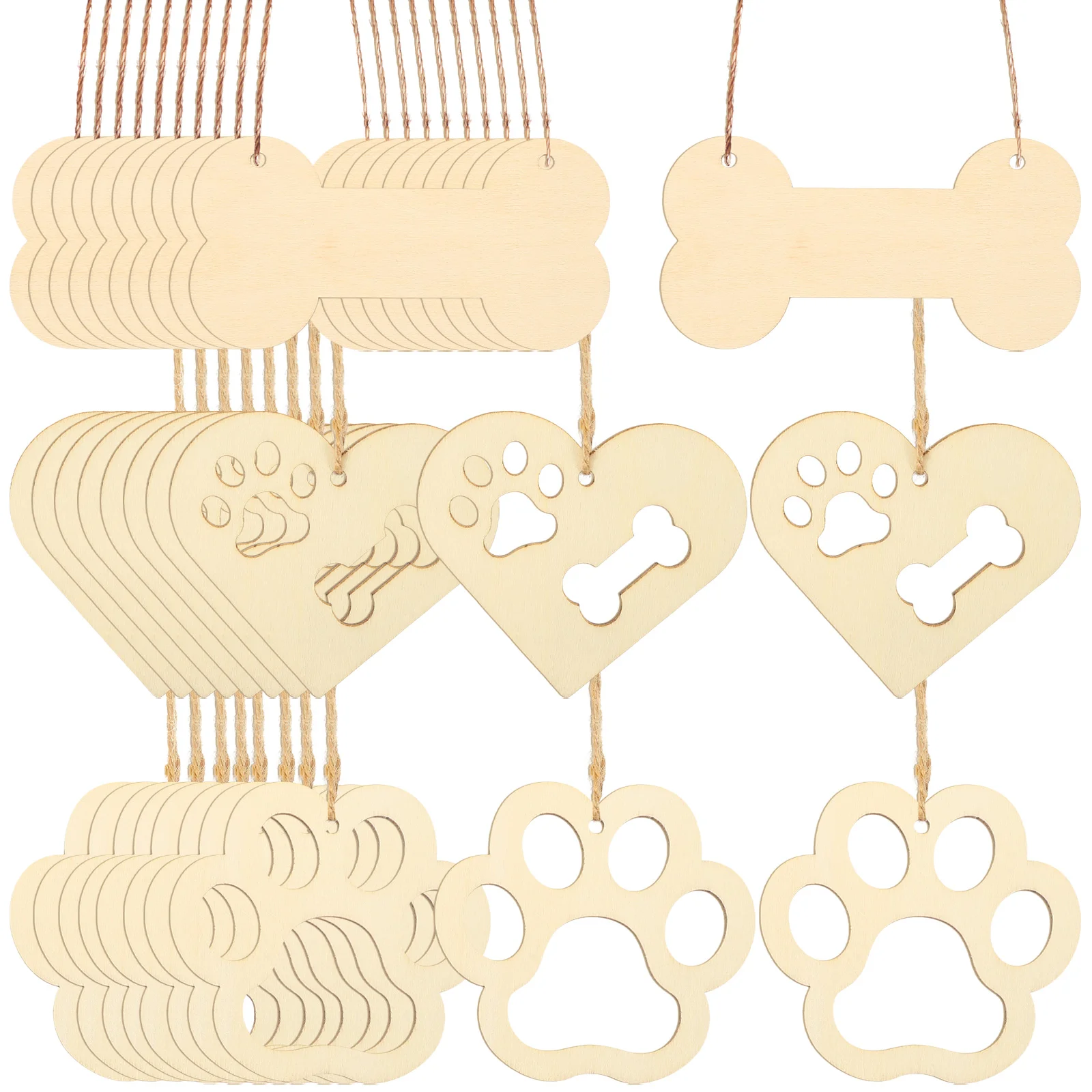 

34pcs Wood Tag Writable Tag Dog Bone Cutouts DIY Painting Tag Chic DIY Tag Blank DIY Tag Gift Decorative Label Wooden Tag