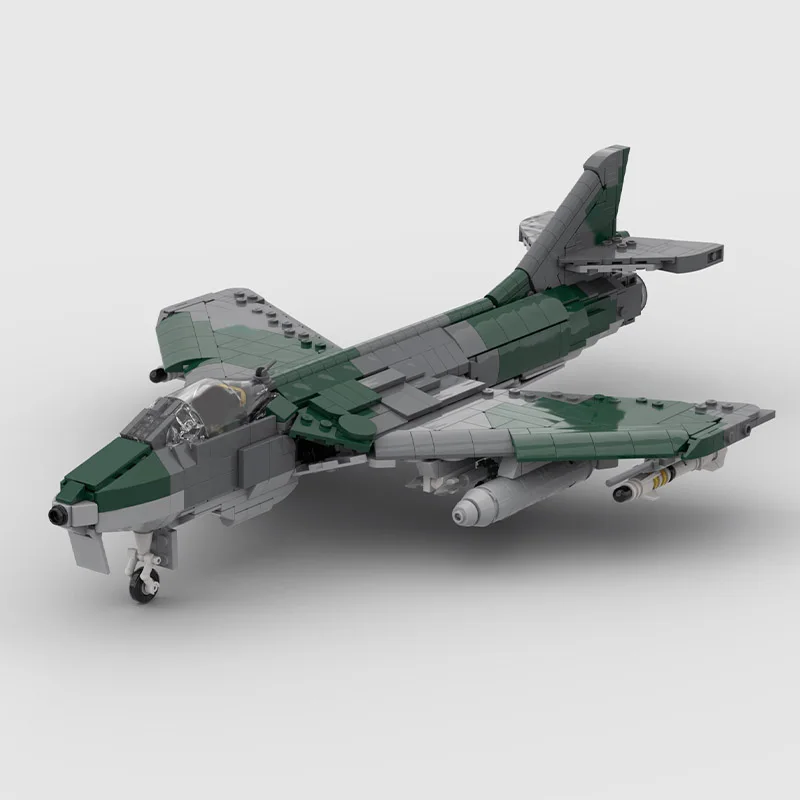 

1059PCS Military MOC 1:35 scale British Hawker Hunter jet-powered fighter aircraft Model creative ideas high-techToy Gift Blocks