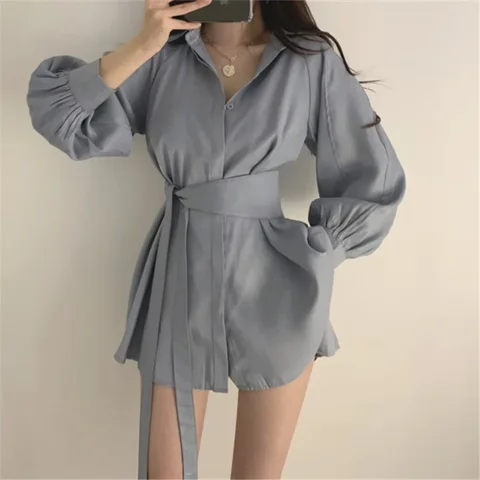 Medium-Length Autumn Women's Clothing Petite Waist-Fitted Shirt Dress 2024 Design Sensibility Niche New Hong Kong Style Medium-Length Autumn Women's Clothing Petite Waist-Fitted Shirt Dress 2024 Design Sensibility Niche New Hong Kong Style