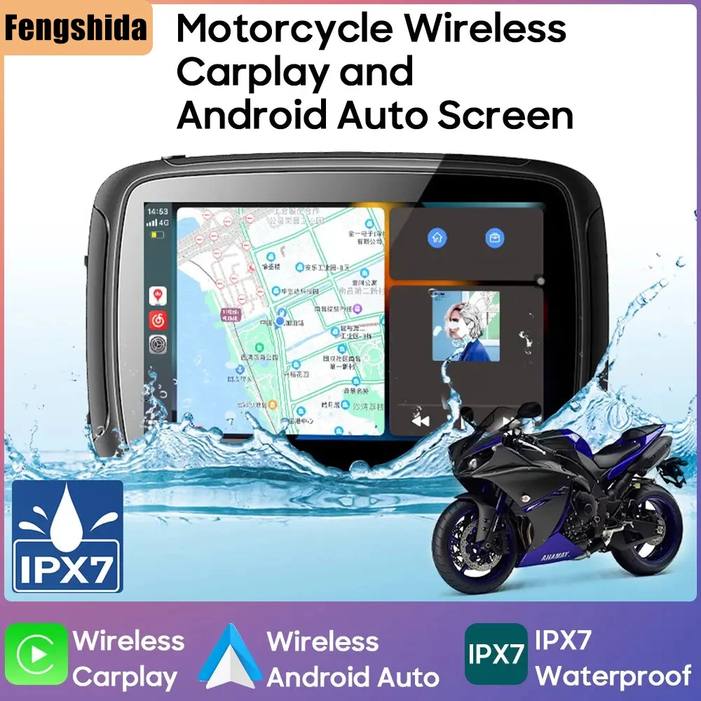 Do 5-calowego motocykla Bezprzewodowy Carplay Android Auto Przenośny ekran GPS IPX7 Wodoodporny wyświetlacz Obsługa aplikacji telefonu