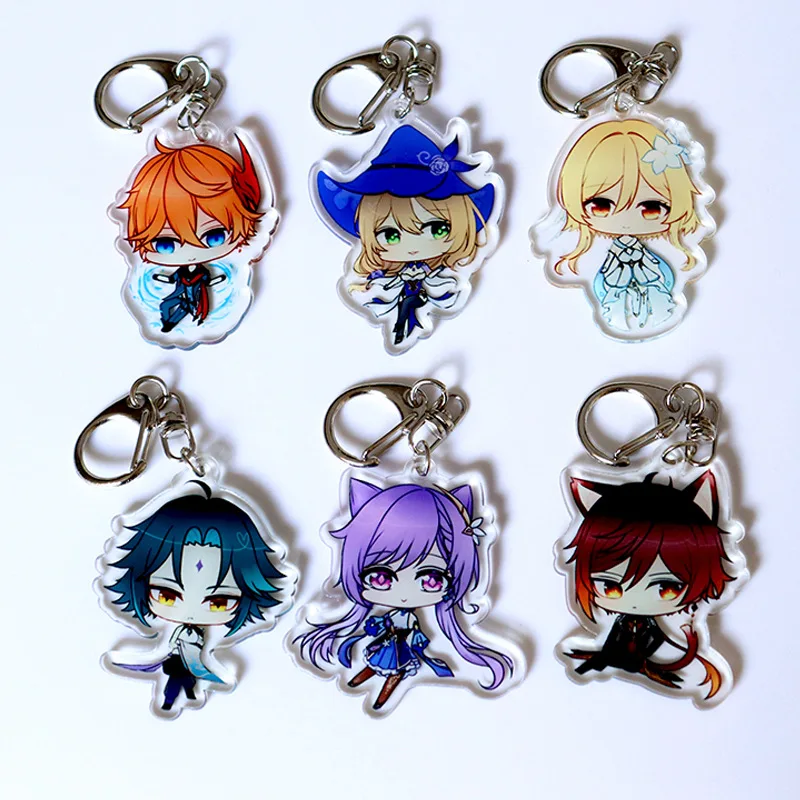 

Game Genshin Keychain Anime Ornament Acrylic Figure Ornament Cute Pedant Backpack Keyrings Fans Collection Gift