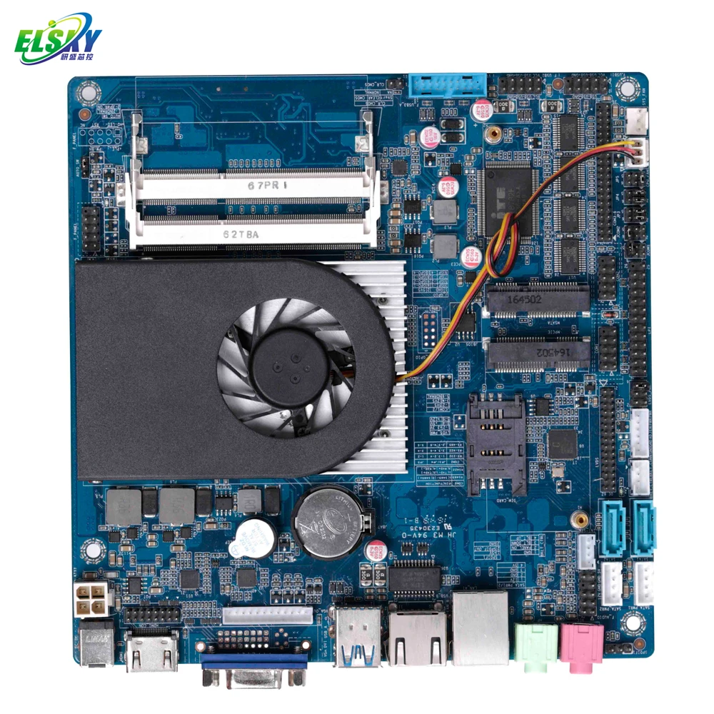 Фото Материнская плата ELSKY Mini-ITX с процессором Skylake-U I3 6100U I5 6200U I7 6500U, поддержка двух модулей DDR3 16 ГБ, питание DC 12В/19В, совместимость с Win 10, Linux №1