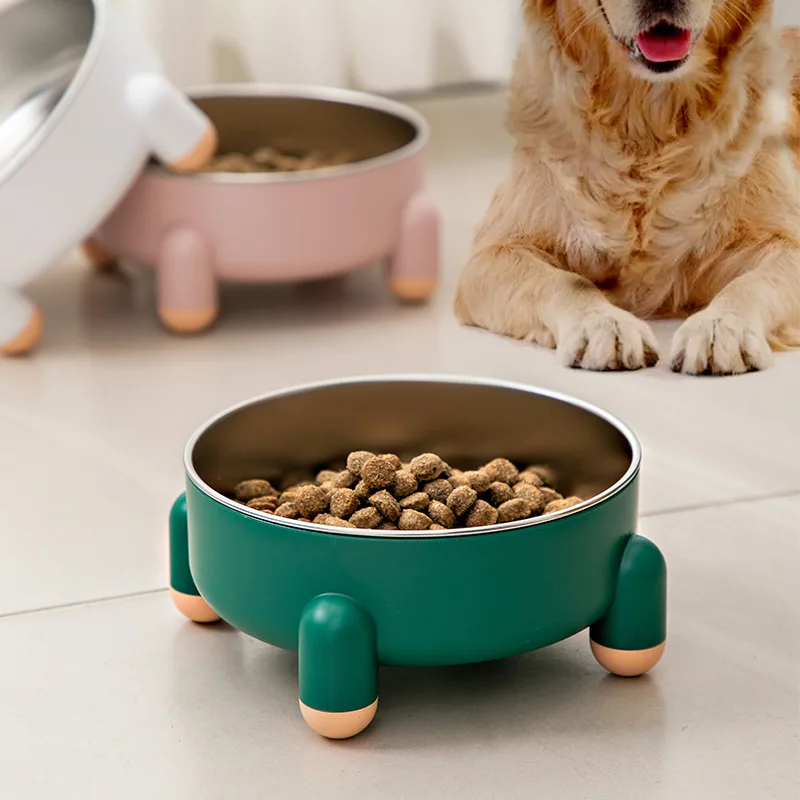 

Dog Accessories Cat Bowl Four-legged Anti-overturning Dog Feeder Pet Bowl Water Bowl Green Stainless Steel Dog Bowl Pet Supplies