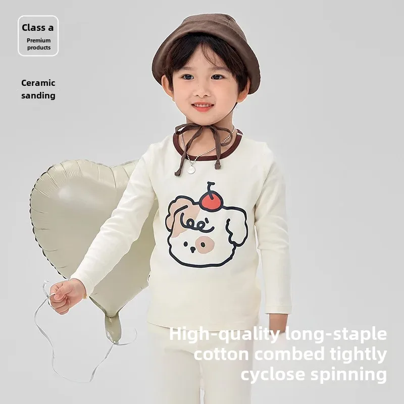 ZYZ Children's Autumn Winter Dog Pyjamas Warm Sleepwear A- Class Wool Pullover Home Clothes for Kids Fleece Sweatsuits