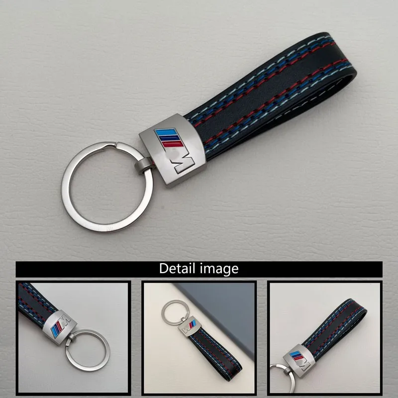 

Power Logo Metal Keychain Leather Car Keychain Car Applicable Accessories For BMW X1 X3 X5 M3 M5 530 330 GT Z4
