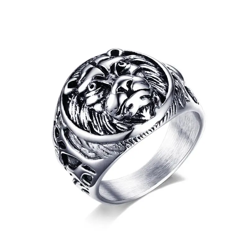 

Lion Head Rings ,Mens Vintage Rings Stainless Steel Rock Punk Style Men Jewelry
