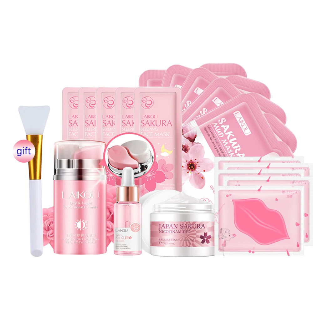 Product Sakura Set Whitening Cream 24k Serum Skin Care Kit Face Mask Facial Products Kit Face Care Women Beauty Health