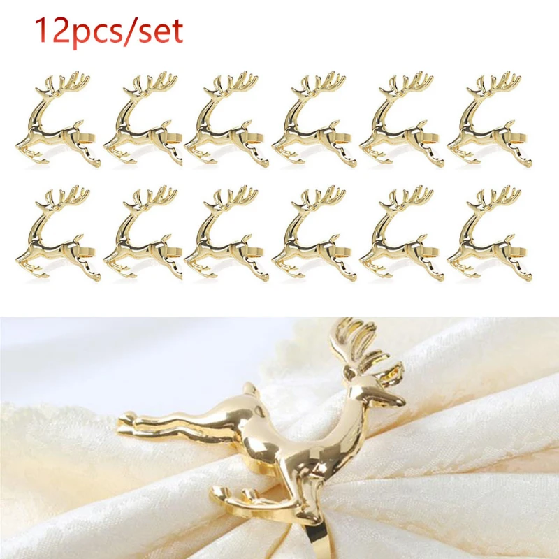 

12pcs Animal Napkin Rings Christmas Holidays Wedding Parties Dinners Decorative Napkin Buckle Navidad