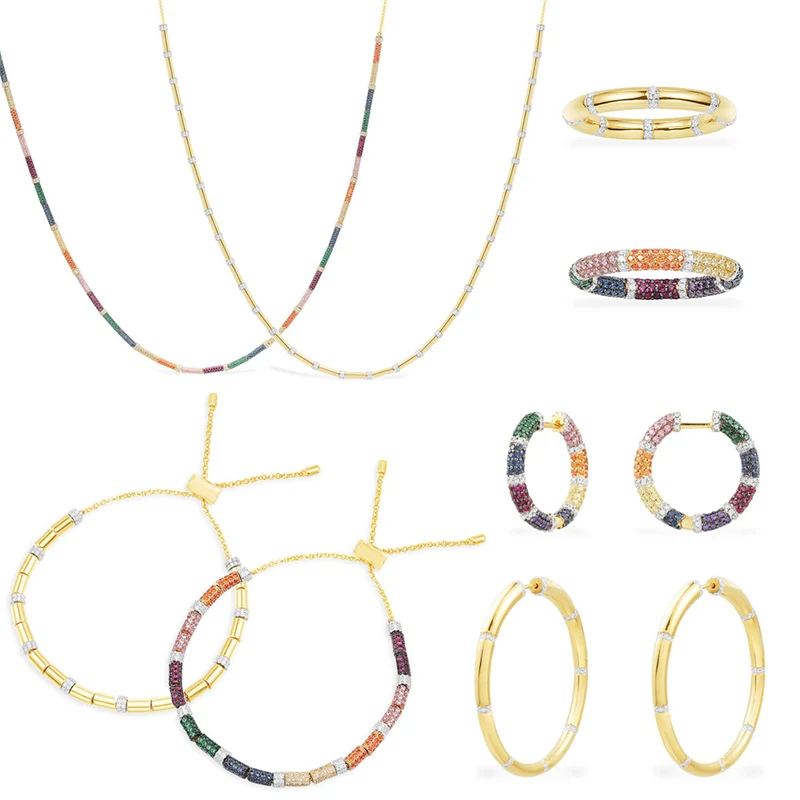 

LIDU April 2022 New Rainbow Necklace, Bracelet, Earring And Beautiful Monaco Jewelry Gift For Valentine's Day