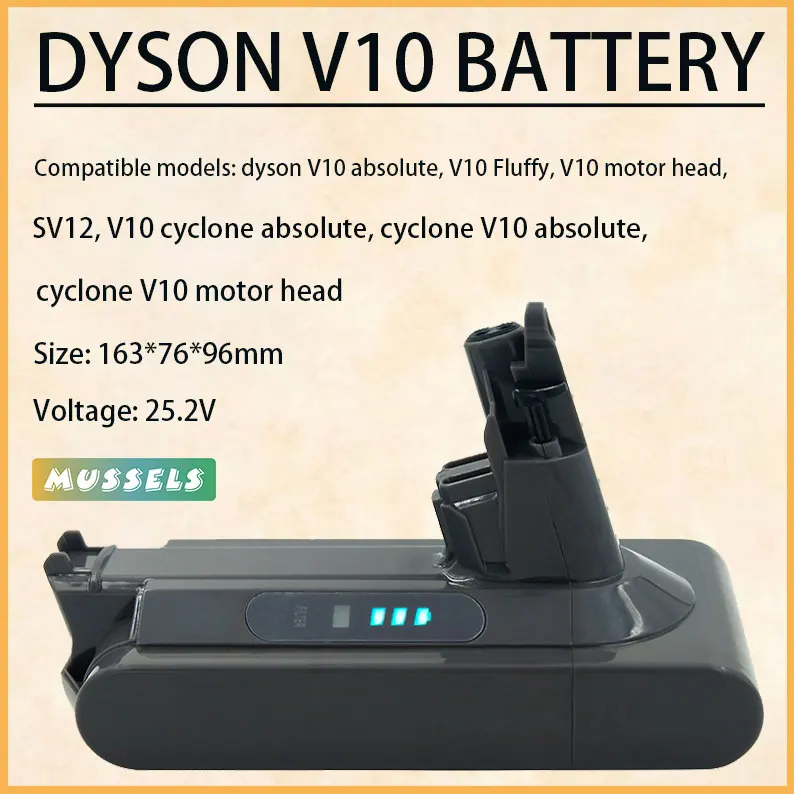 

Lithium replacement battery for 25.2v 9800mah Dyson cyclone V10 vacuum cleaner