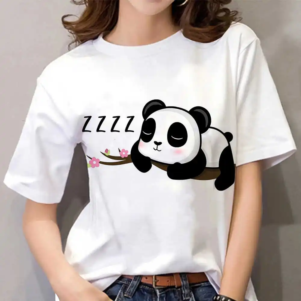 

Summer New Anime Women's T-shirt Casual Kawaii Chinese Panda 3d Pattern Harajuku Crop Top 2023 Oversize O Neck T-shirt For Women