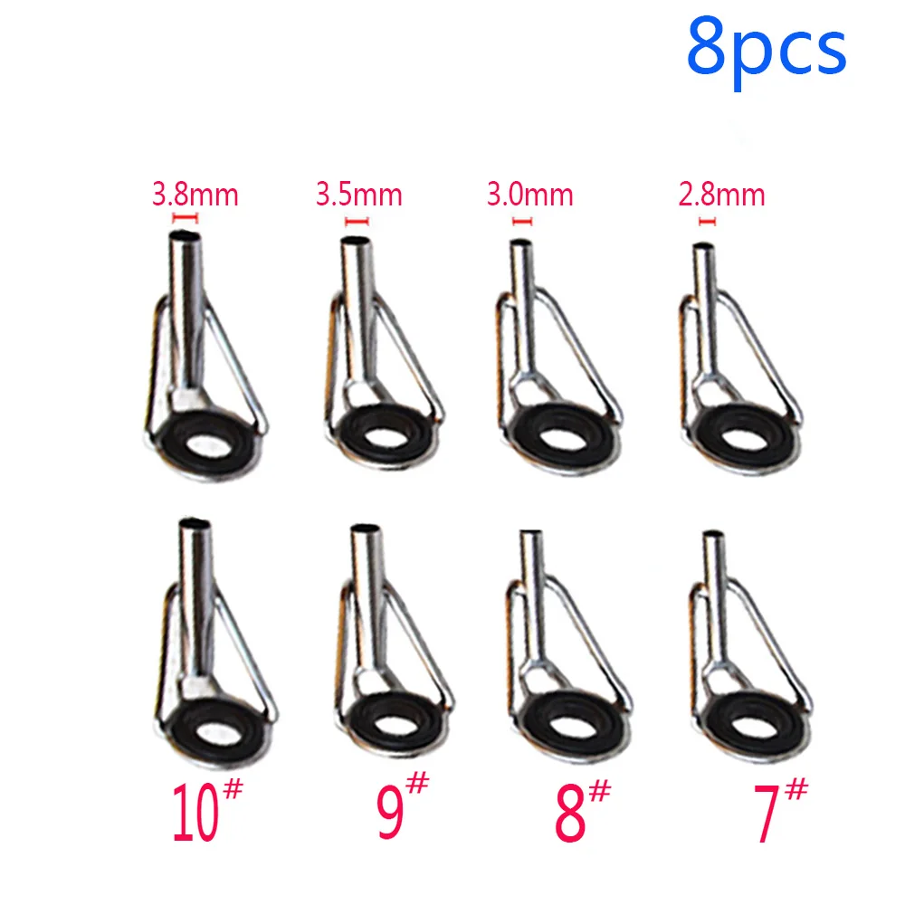 8pcs Stainless Steel Fishing Rod Tip Ring Eye Guide with Ring Repair Kit 3 Styles for Enthusiast Outdoor Fishing Supplies 2022