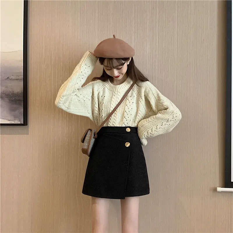 

New Korean Irregular Black Short Skirt Women High Waist Black Skirt A-line Mini Skirt Female