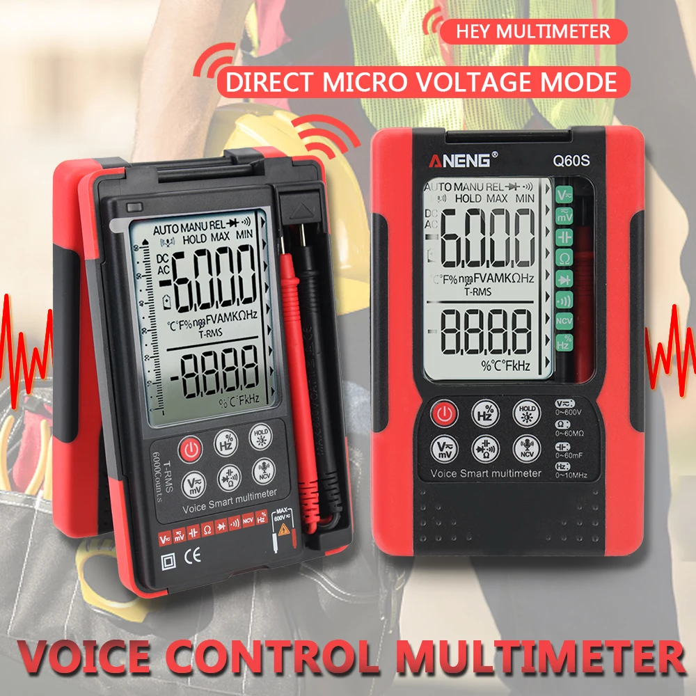 

Auto Range 6000 Counts True RMS Portable Smart Voice Control Multifunction Tester Digital Multimeter
